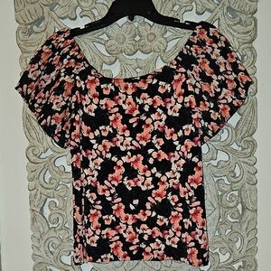 WHBM On/Off Shoulder Floral Top